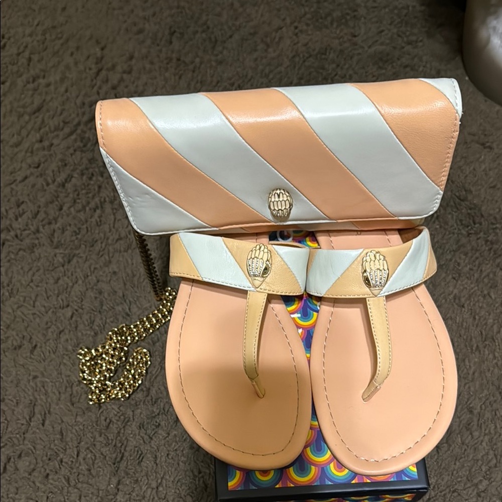 Kurt Geiger Peach and White Sandals